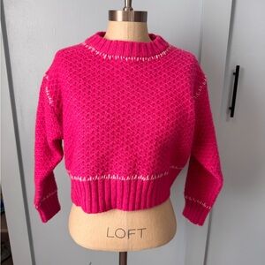 Women's Bright Pink Crew Neck Sweater